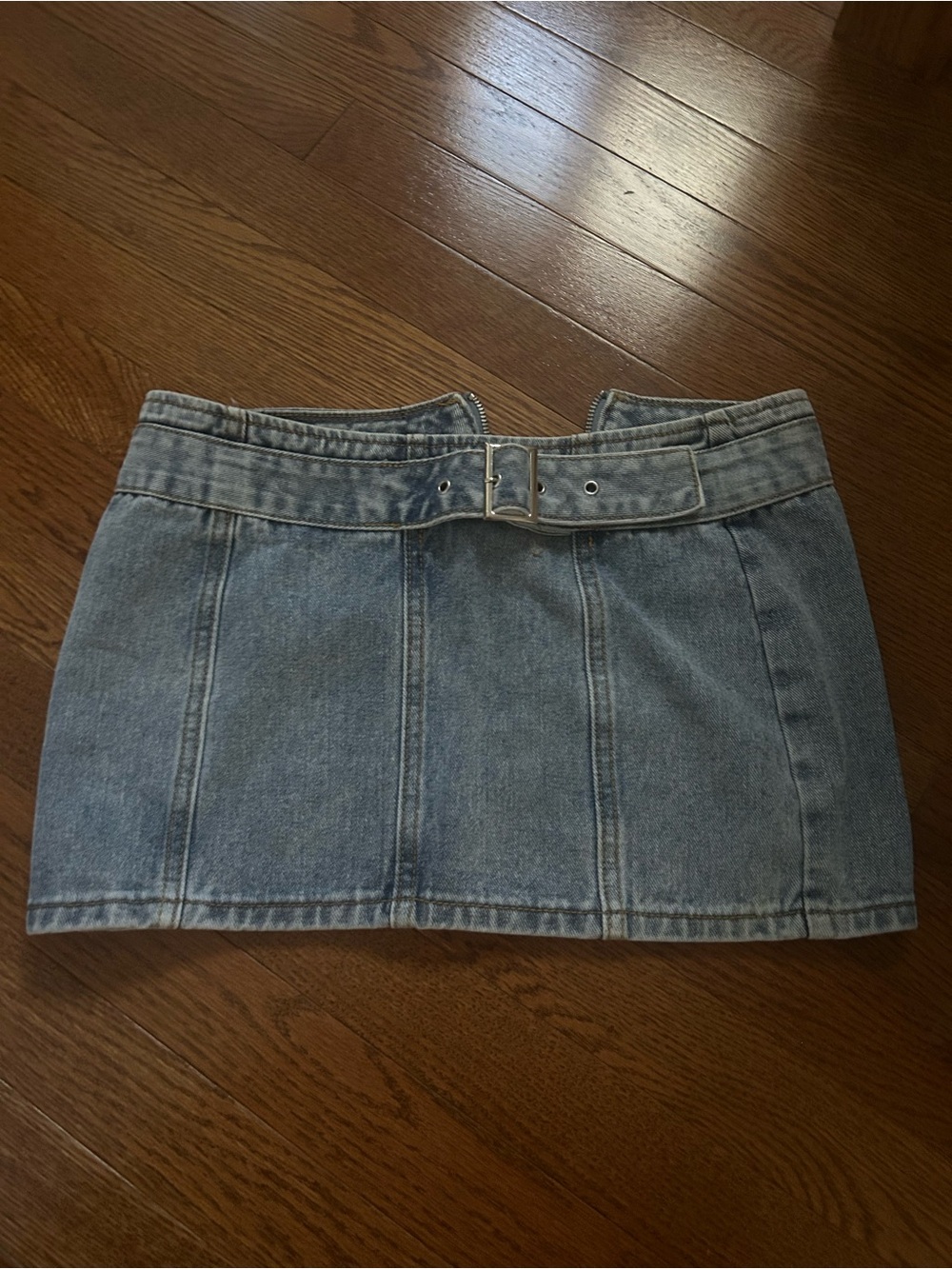 PrettyLittleThing Light Blue Denim Mini Skirt with Buckle Waist